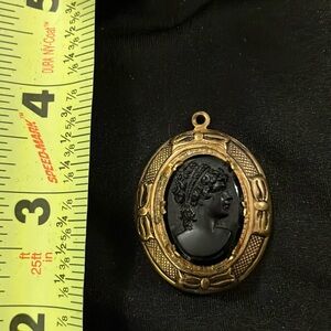 Ladies, beautiful, vintage, black, cameo, locket pendant, beautiful jewelry